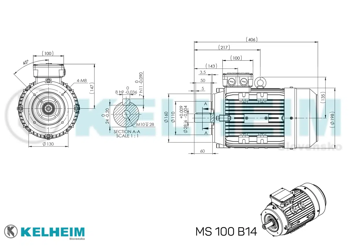 rozmerový výkres MS100B14