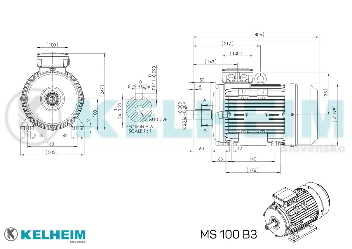 rozmerový výkres MS100B3